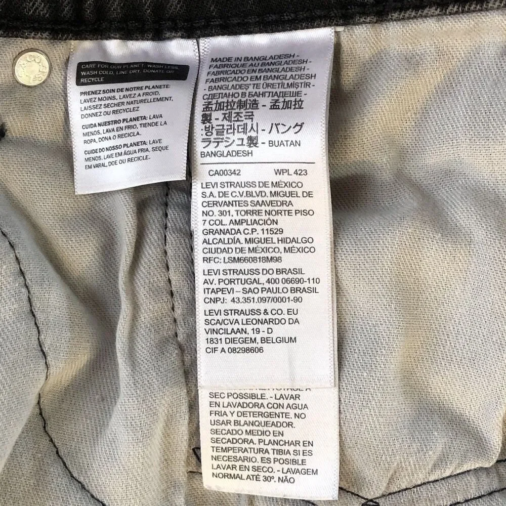 Levi's 514 Straight Fit Jeans Mens Washed Black Denim Pants 36x30